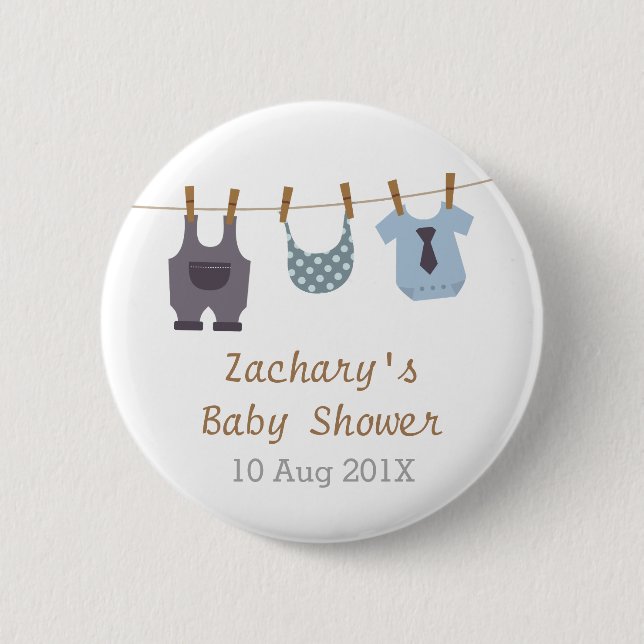 Modern Baby Clothes Baby Boy Shower Party Favors Button (Front)