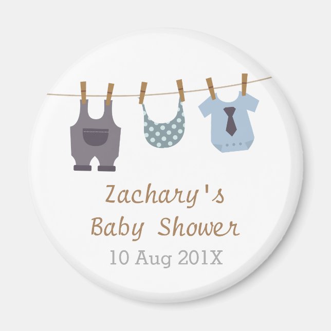 Modern Baby Clothes Baby Boy Shower Party Favors Magnet (Front)