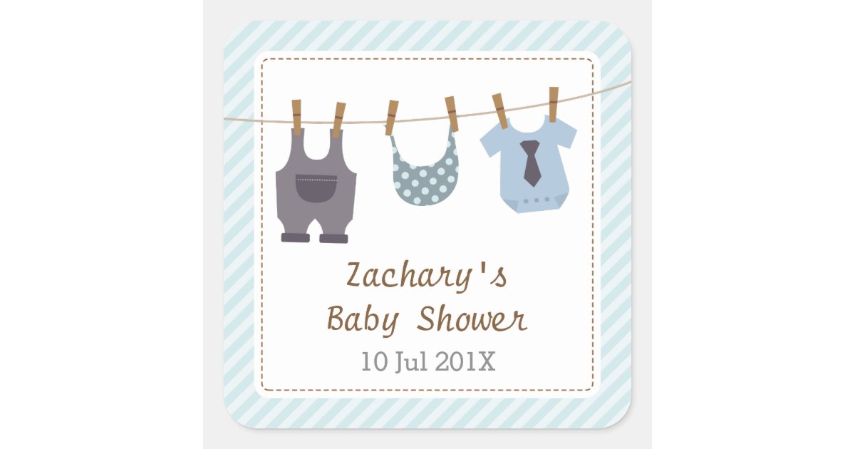 Modern Baby Clothes Baby Boy Shower Party Square Sticker