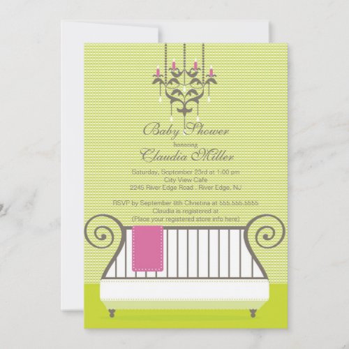 Modern Baby Crib Baby Shower Invitation