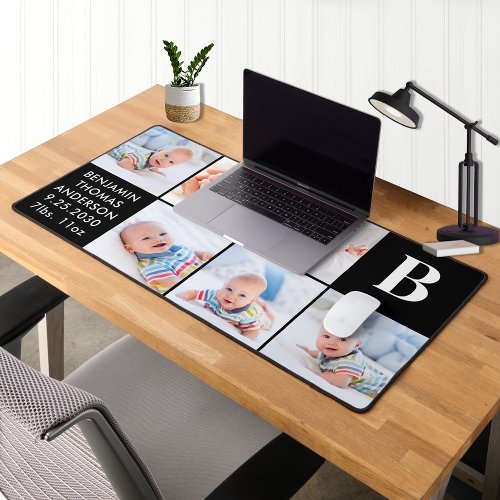 Modern Baby Custom 6 Photo Collage Personalized Desk Mat