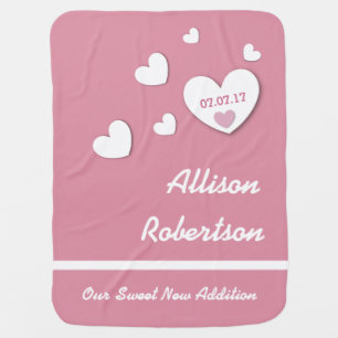 Modern Baby Custom Name and Birth Date A01 Blanket