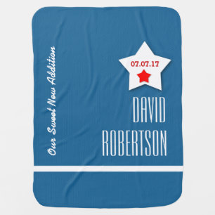 Modern Baby Custom Name and Birth Date V05 Baby Blanket