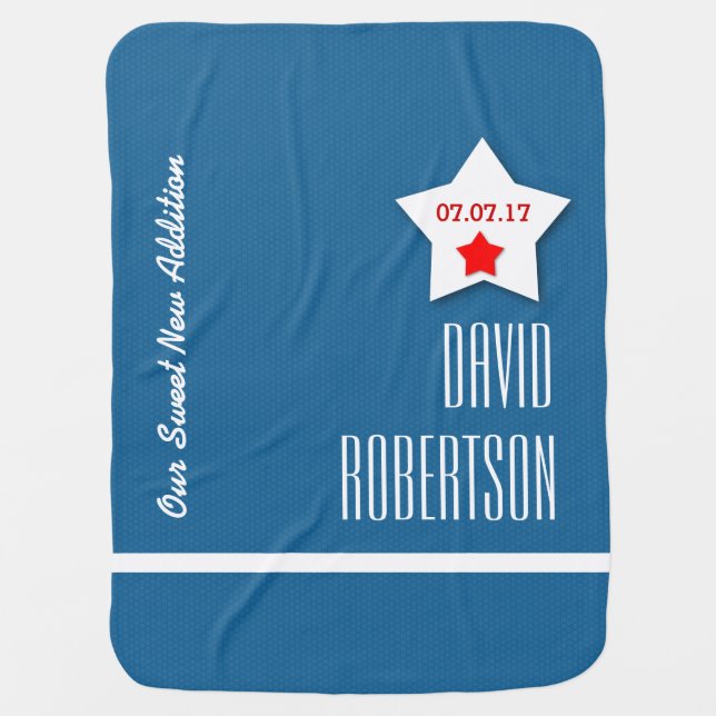 Modern Baby Custom Name and Birth Date V05 Baby Blanket (Front)