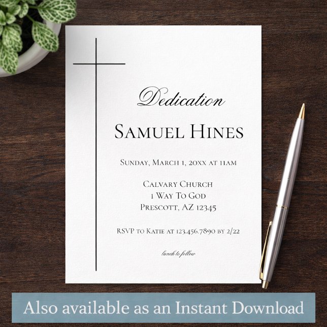 Modern Baby Dedication Invitation Cross Template (Creator Uploaded)