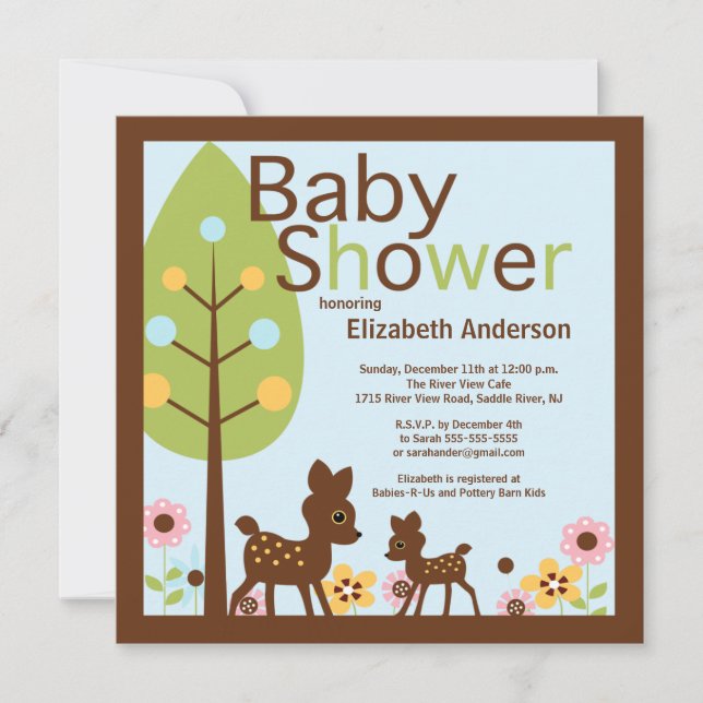 Modern Baby Deer Boy Baby Shower Invitation (Front)