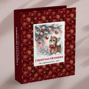 Modern Baby Deer Snowy Forest Christmas Memory 3 Ring Binder