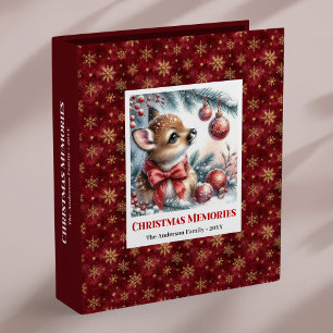Modern baby deer snowy forest family name album 3 ring binder