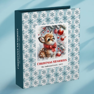 Modern baby deer snowy forest kids 3 ring binder