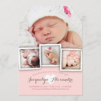 Modern Baby Dreams Sweet Girl Birth Announcement