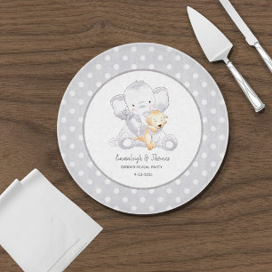 Modern Baby Elephant Baby Gender Neutral Party Cutting Board