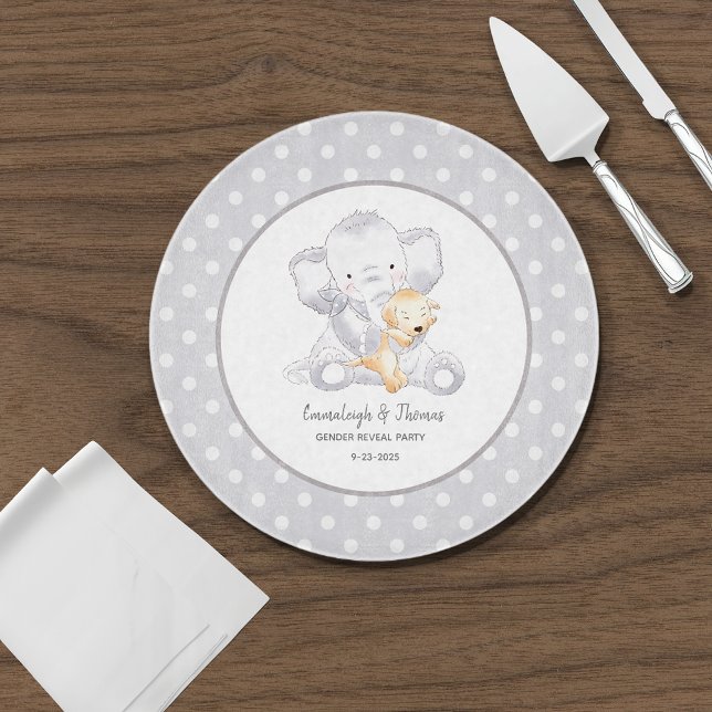 Modern Baby Elephant Baby Gender Neutral Party Cutting Board (Creator Uploaded)