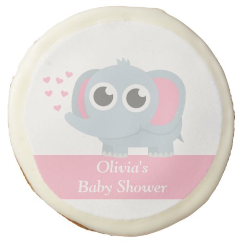 Modern Baby Elephant Baby Girl Shower Sugar Cookie