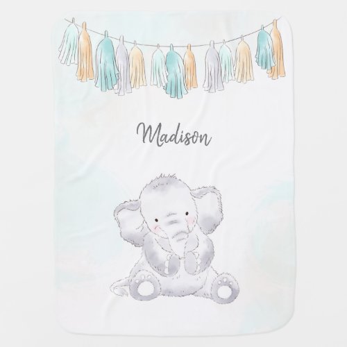 Modern Baby Elephant Gender Neutral Baby Blanket