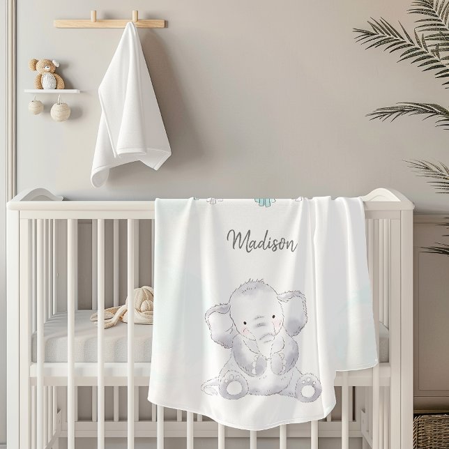Modern Baby Elephant Gender Neutral Baby Blanket (Creator Uploaded)