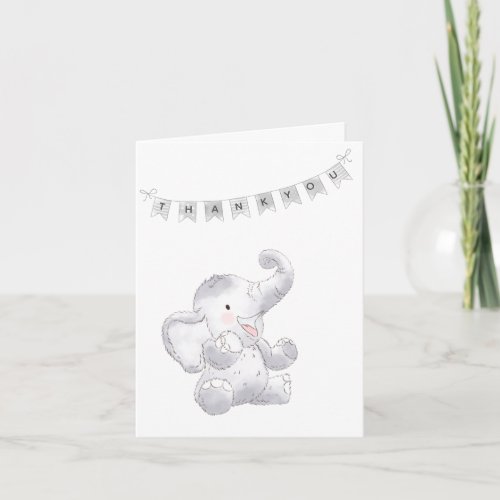 Modern Baby Elephant Gender Neutral Thank You Note Card