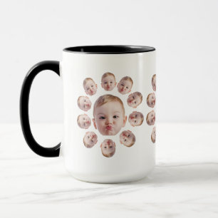 Modern Baby Face Grandma Birthday Grandpa Dad Gift Mug