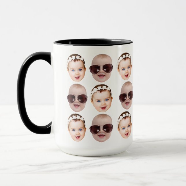 Modern Baby Face Pattern Grandpa Birthday Father Mug (Left)