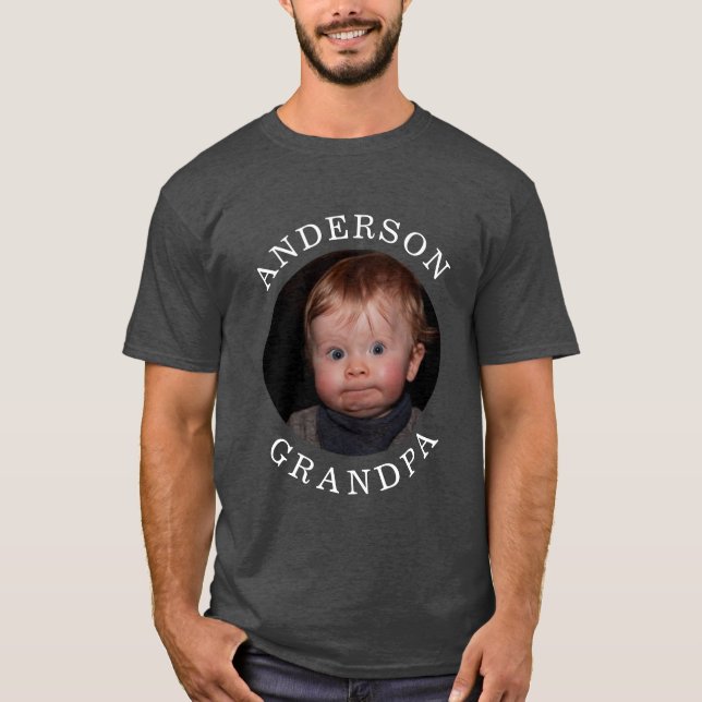 Modern Baby Face Personalized Child Photo Grandpa  T-Shirt (Front)