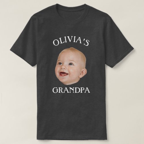 Modern Baby Face Personalized Child Photo Grandpa T_Shirt