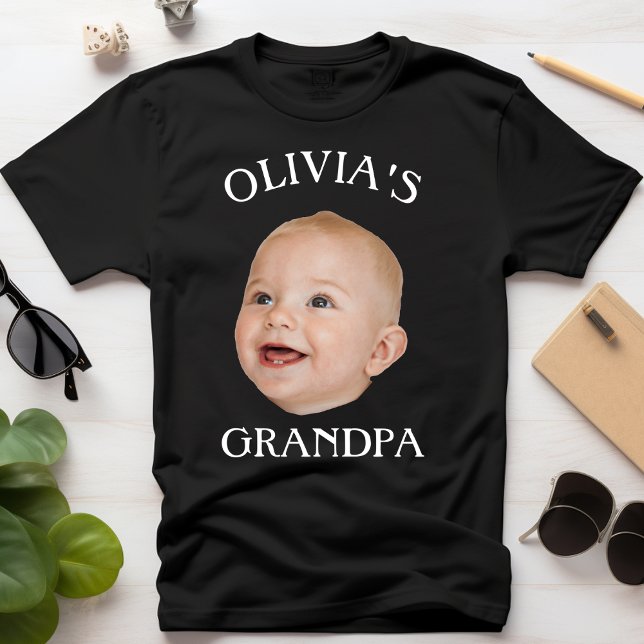 Modern Baby Face Personalized Child Photo Grandpa T-Shirt (Creator Uploaded)