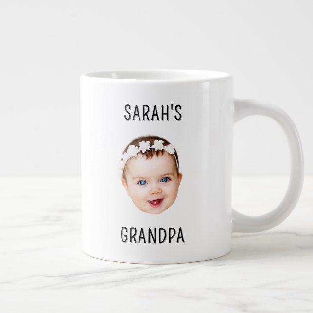 Modern Baby Face Photo For Grandpa Birthday Giant Coffee Mug (Right)