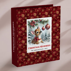 Modern Baby Fawn Christmas Scene Christmas photo 3 Ring Binder