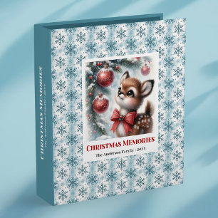 Modern baby fawn christmas scene kids memory album 3 ring binder