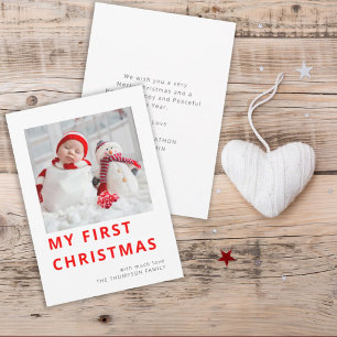 Modern Baby First Christmas Photo  Holiday Card