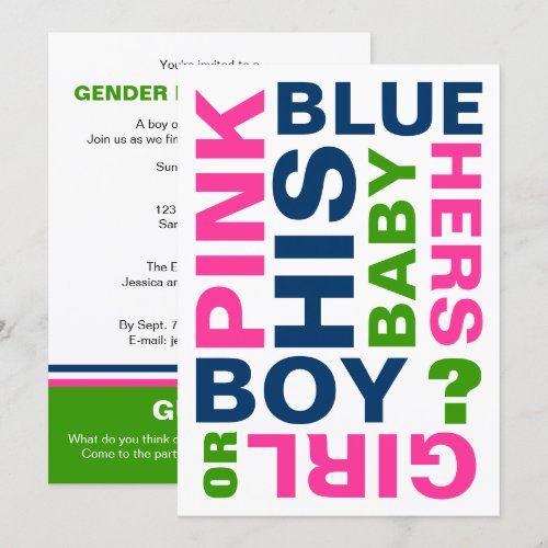 Modern Baby Gender Reveal Party Invitation