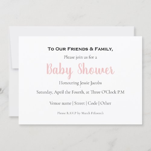 Modern baby girl baby shower invitation