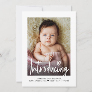 Modern Baby Girl Birth Announcement Photo