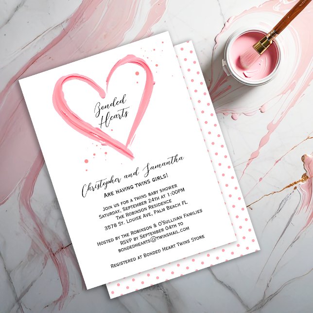 Modern Baby Girl Blush Pink Heart Baby Shower Invitation (Creator Uploaded)