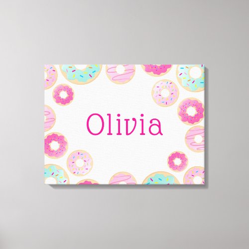 MODERN BABY GIRL bright colorful sweet donuts Canvas Print