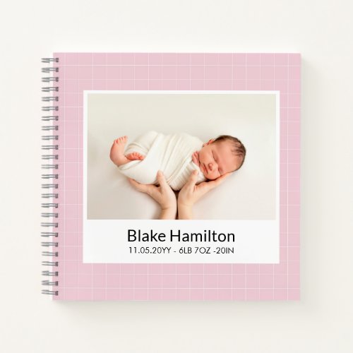 Modern Baby Girl Memory Journal Photo Keepsake