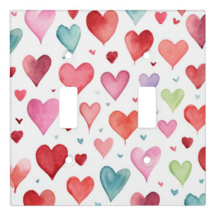 Modern Baby Girl Nursery Heart Pattern Light Switch Cover