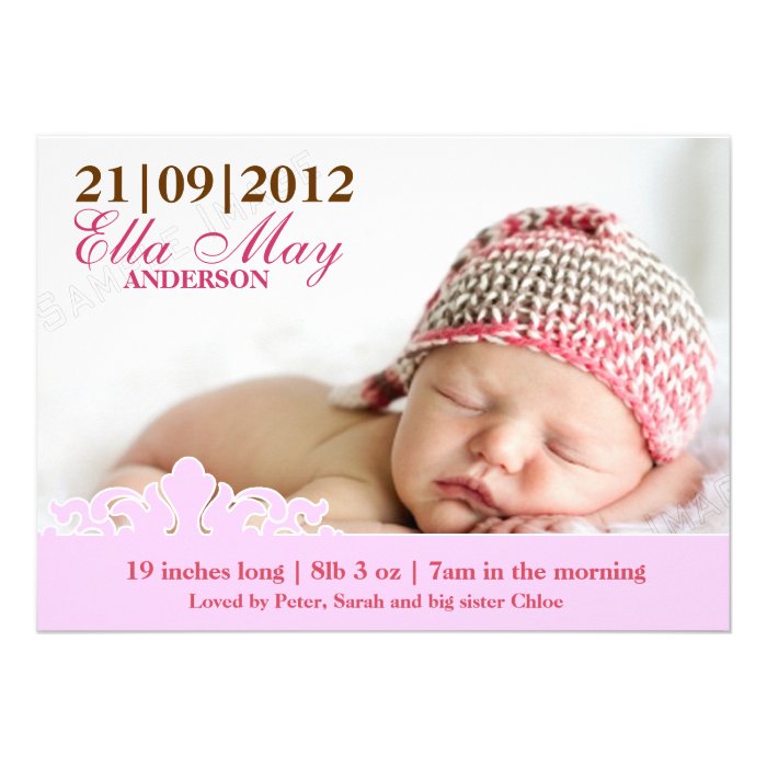 Modern Baby Girl Photo Birth Announcement
