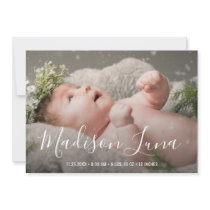 Modern Baby Girl Photo Elegant Birth Announcement