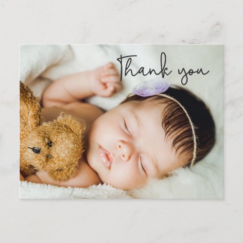 Modern Baby Girl photo Thank you Custom Announcement Postcard