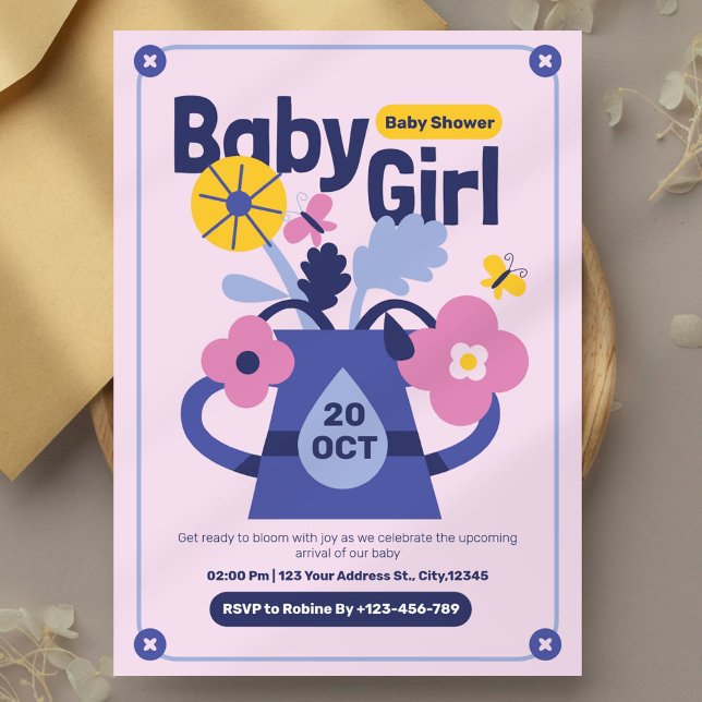 Modern Baby Girl Shower Invitation (Creator Uploaded)