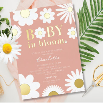 Modern Baby In Bloom Baby Shower Invitation Foil Invitation by invitationstop at Zazzle