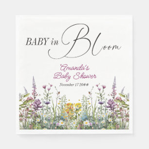 Modern Baby in Bloom Wildflower Floral Baby Shower Napkins