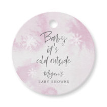Modern Baby It's Cold Outside Pink Winter Shower Favor Tags