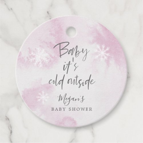 Modern Baby Its Cold Outside Pink Winter Shower Favor Tags