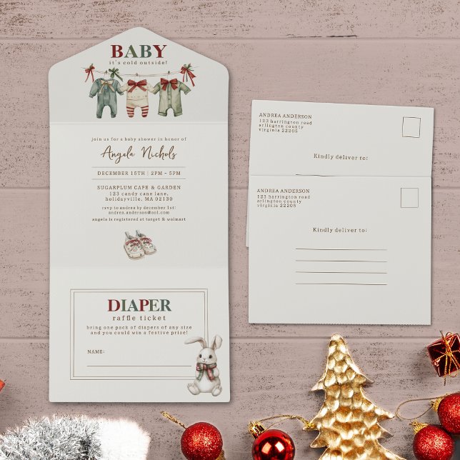 Modern Baby It's Cold Outside Winter Baby Shower  All In One Invitation (Creator Uploaded)
