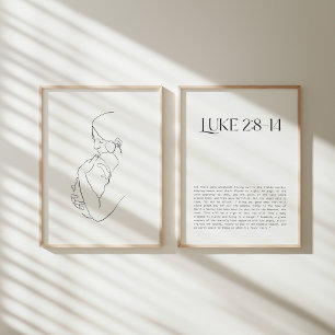 Modern baby Jesus and Mary Luke bible verse Wall Art Sets