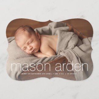 Modern baby name three photo birth announcement