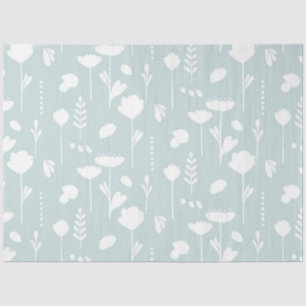 Modern Baby Nursery Wildflower Floral Blue n White Tissue Paper
