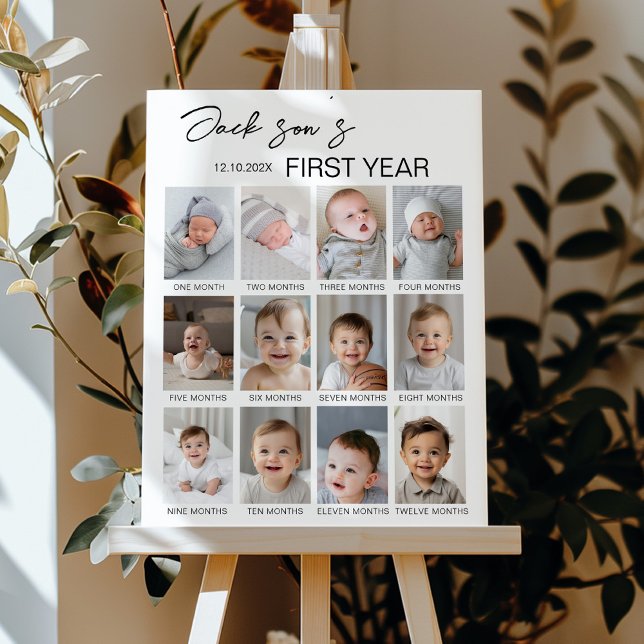 Modern Baby Photo 1st Birthday Milestone Sign (Creator Uploaded)
