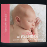 Modern Baby Photo Album - Pink Binder<br><div class="desc">Design © berryberrysweet.com</div>
